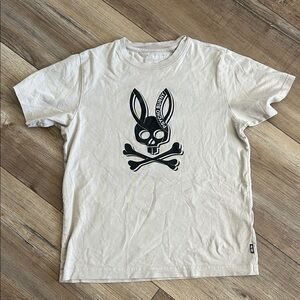 Psycho Bunny Cream Tee with Black Graphic boys large 14-16